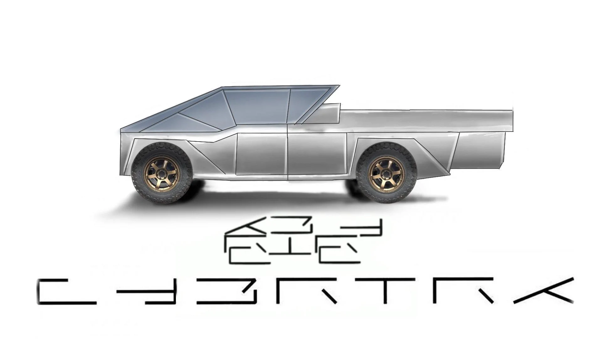 Tesla Cybertruck Tesla CYBRTRK logo forms truck outline! Tesla-CYBRTRK-Cybertruck-Rough-Sketch