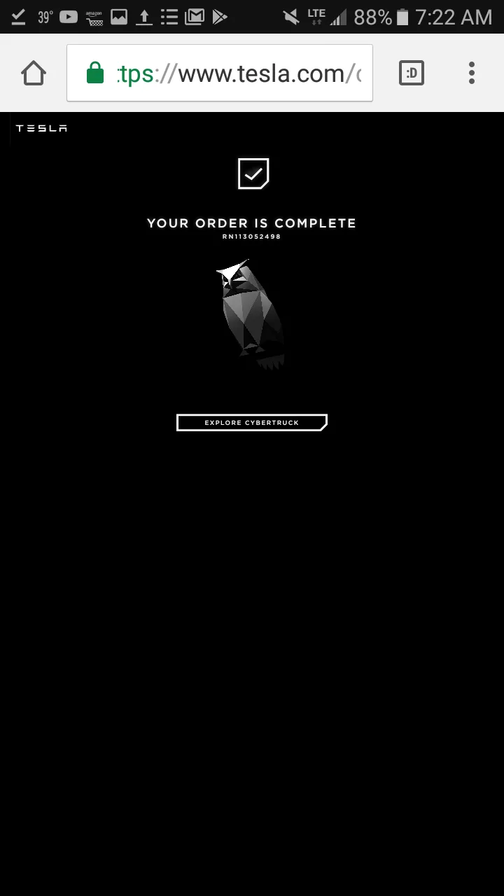 Tesla Cybertruck Post your Cybertruck preorder reservation number! Screenshot_20191128-122733