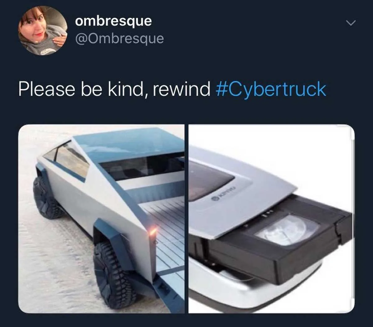 Tesla Cybertruck My new fav Cybertruck Meme cybertruck-tweet-vcr-rewinder
