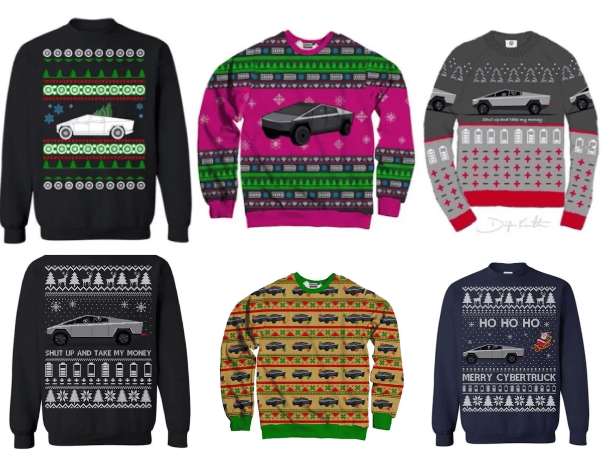 Cybertruck ugly christmas sweaters.webp
