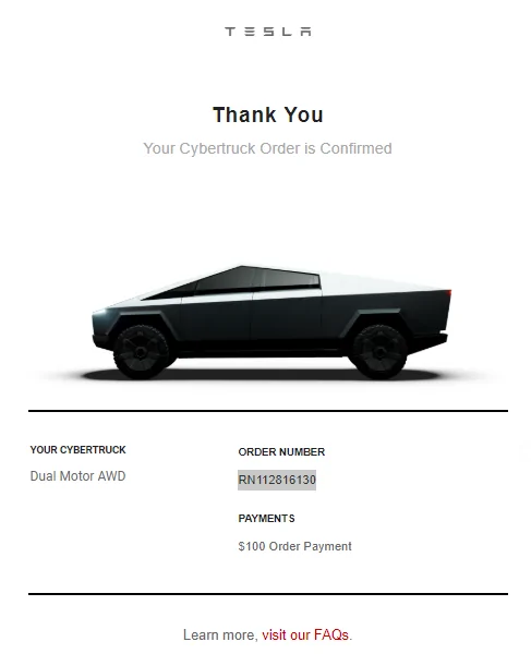 Tesla Cybertruck Post your Cybertruck preorder reservation number! CyberTruckOrderNumber