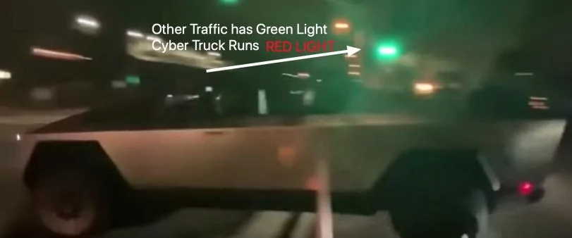 Tesla Cybertruck TMZ video: Musk drives the Cybertruck Runs Red Light pt a
