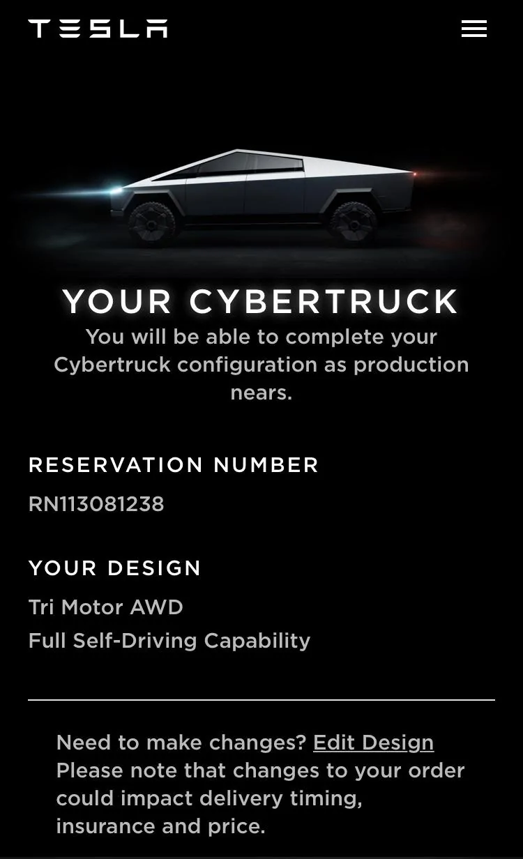 Tesla Cybertruck Post your Cybertruck preorder reservation number! 067C888B-2C9C-44F3-8D30-1888240C524A