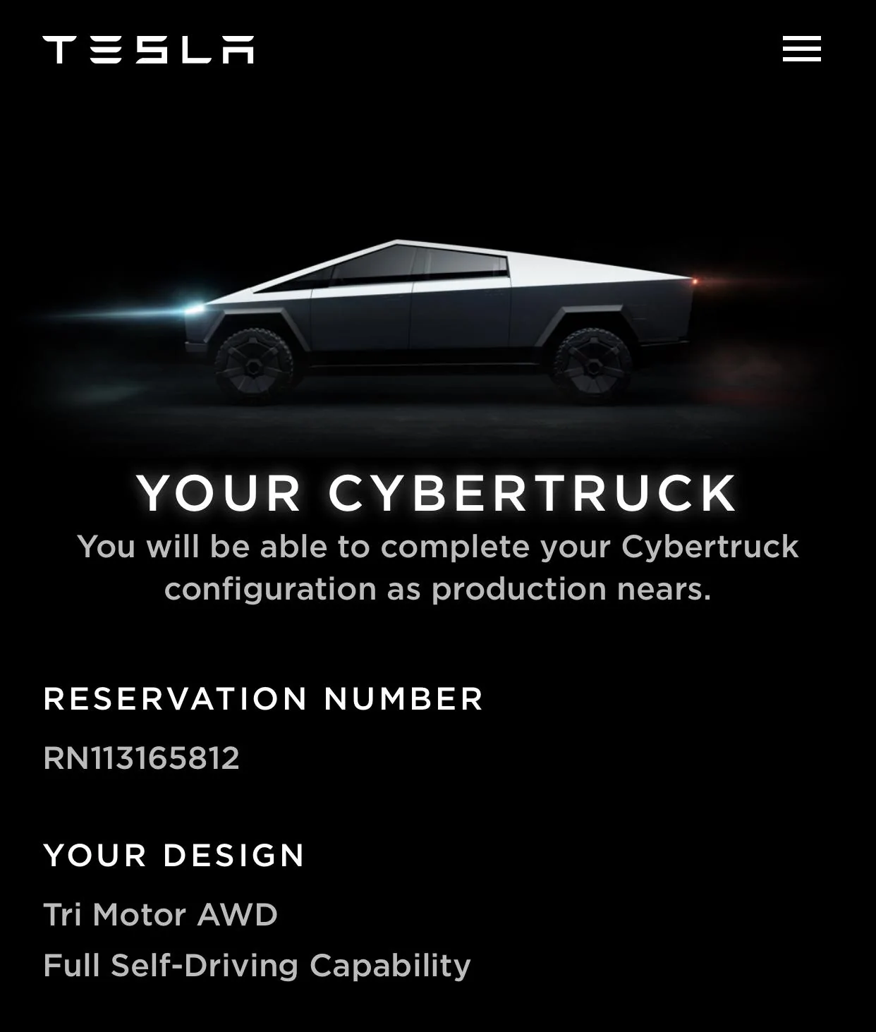 Tesla Cybertruck Post your Cybertruck preorder reservation number! D44FE54E-3433-46E7-9C73-9ED3F4BAE147