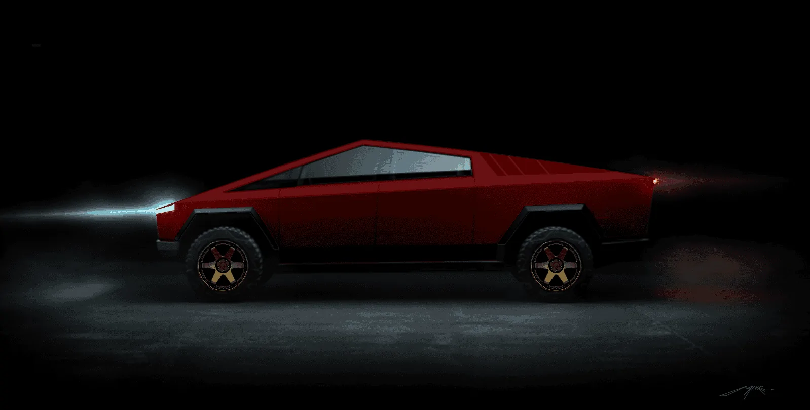Tesla Cybertruck Look how good Cybertruck looks with blacked-out bed top L E signed