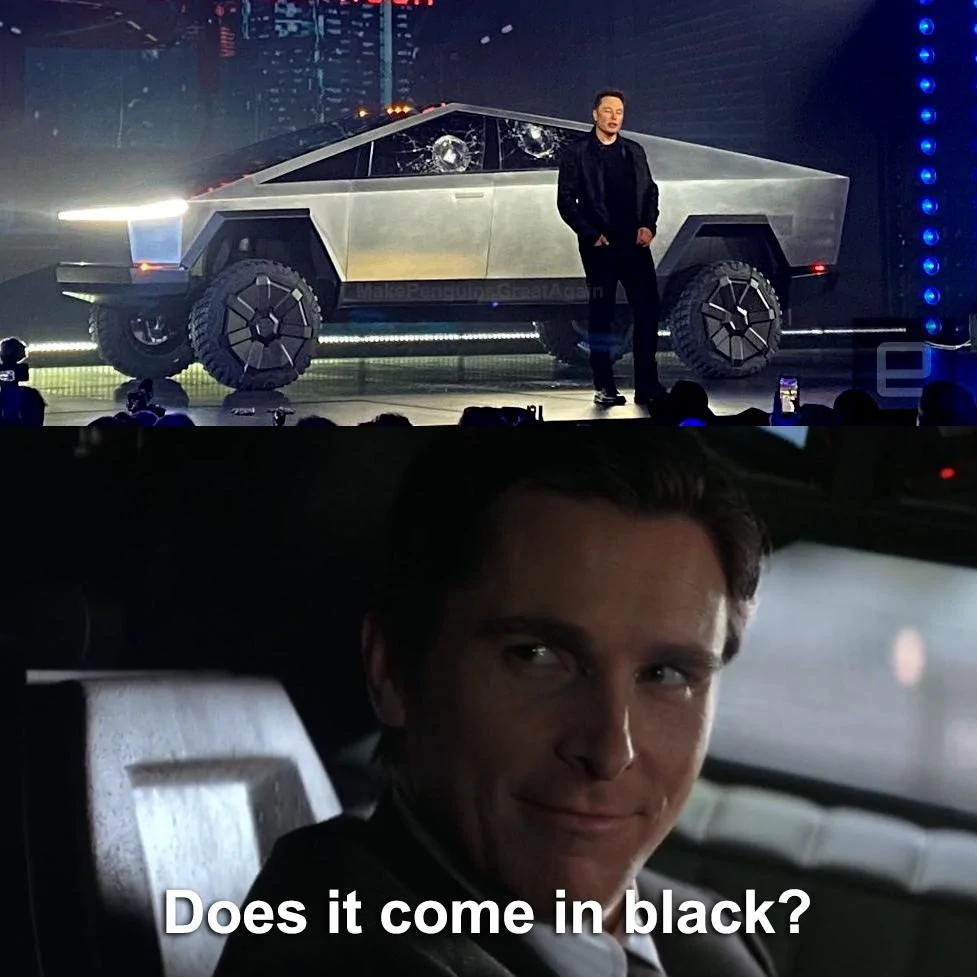 Tesla Cybertruck What made you decide to buy your Cybertruck? 7B1E55EF-8372-4655-9AF4-6E6ACEEF69ED