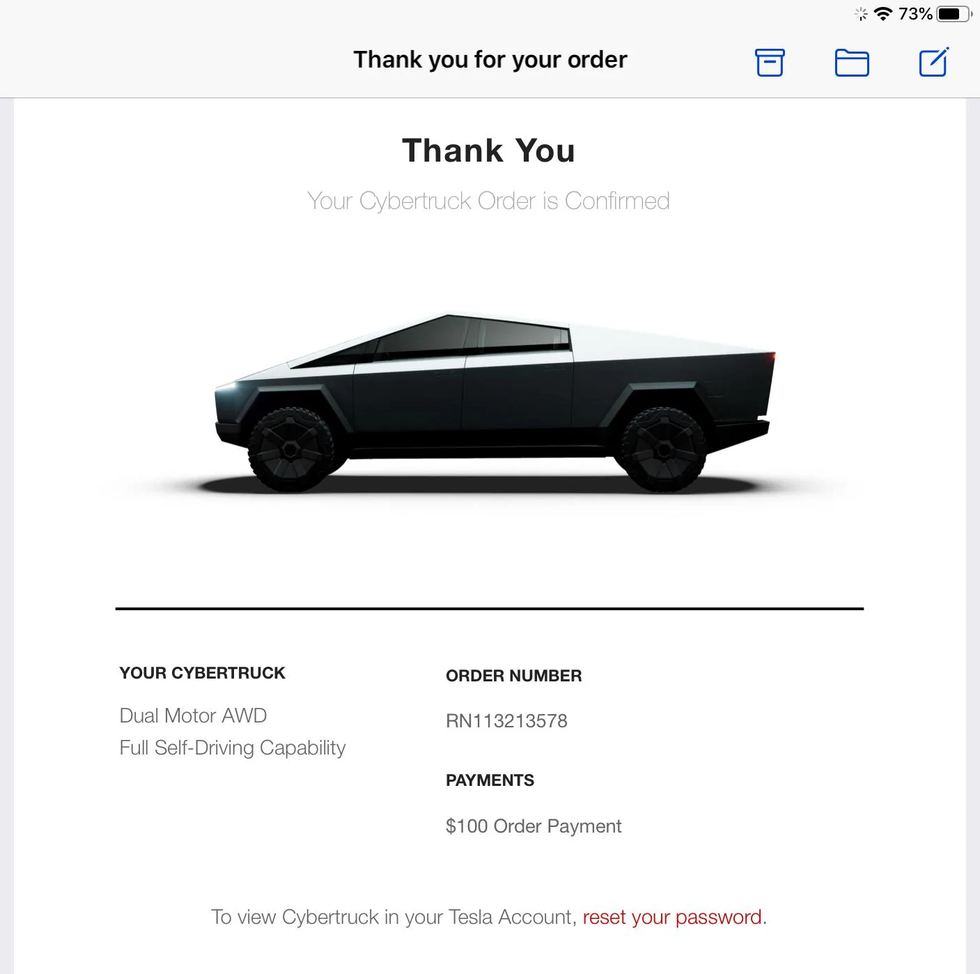 Tesla Cybertruck Post your Cybertruck preorder reservation number! 7673D6CA-2A6D-4185-A5E1-2615A7AC9B40