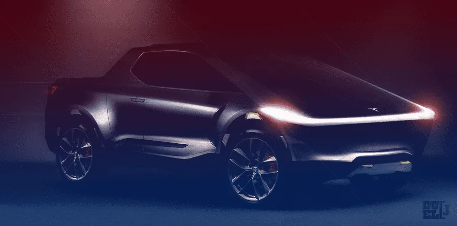 Tesla Cybertruck Tesla CYBRTRK logo forms truck outline! duelj_tesla_truck_conecept-e1563640039917