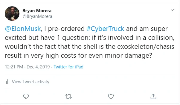 Tesla Cybertruck Ask Elon on Twitter about CT tweet
