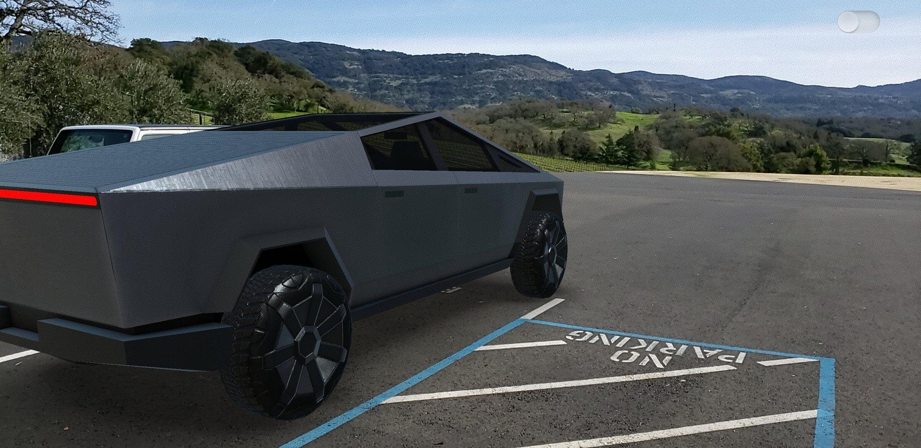 Tesla Cybertruck Cybertruck imagined side-by-side with F-150 Raptor, Ram and classic pickup Screenshot_20200129-115504_AR Cybertruck