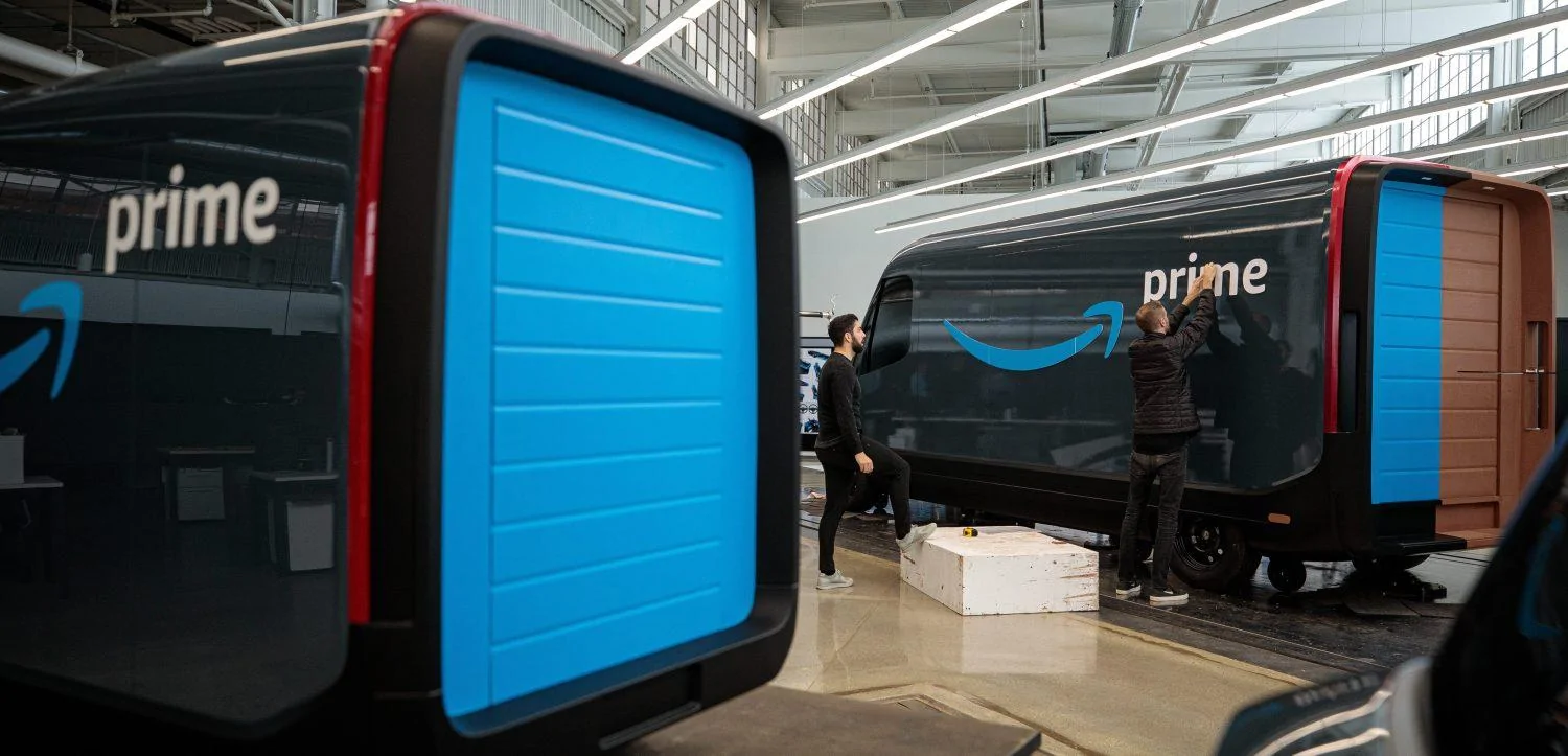Tesla Cybertruck Closer look at Rivian’s electric delivery van for Amazon rivian van Amazon