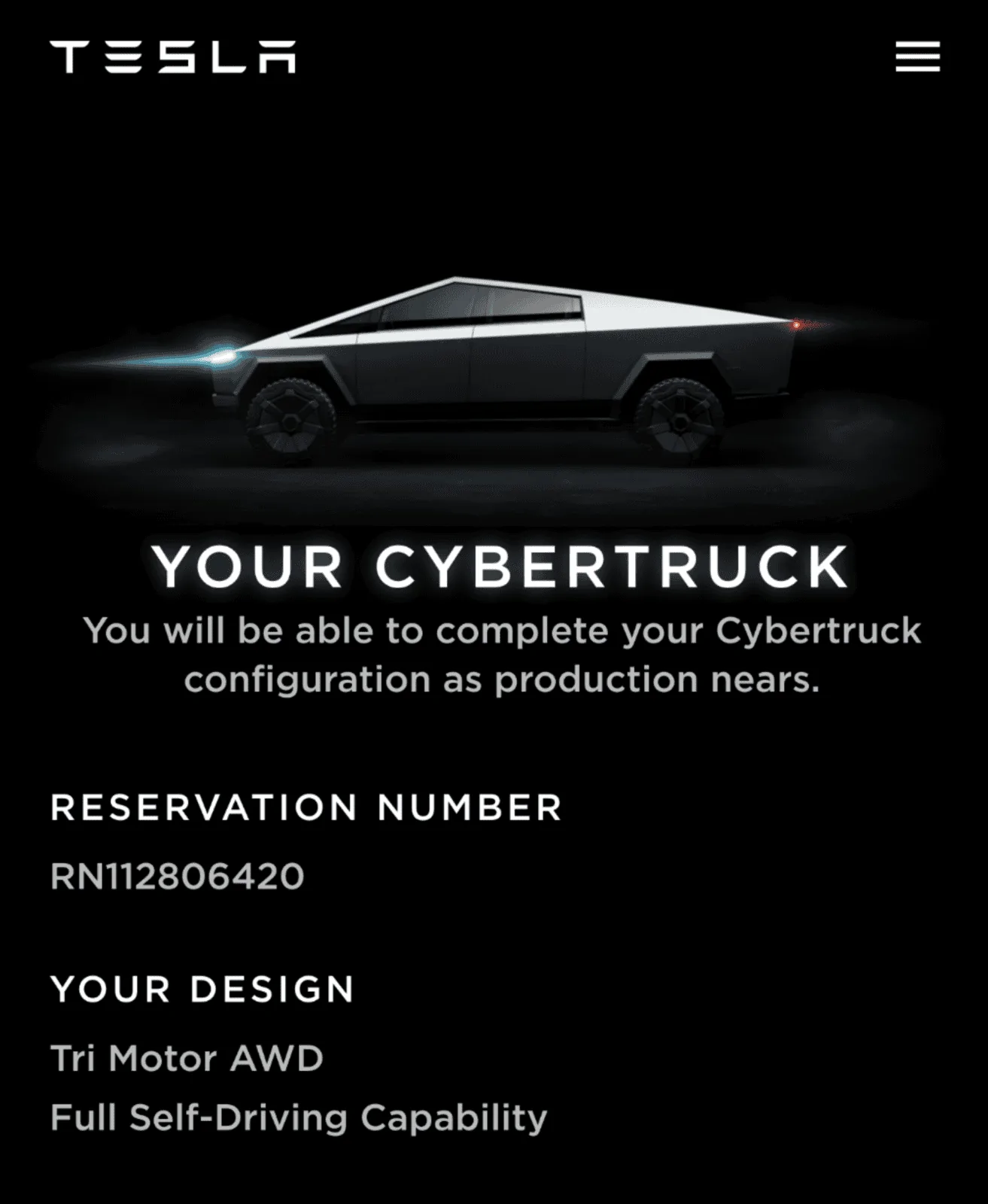 Tesla Cybertruck Post your Cybertruck preorder reservation number! Screenshot_20200219-081338