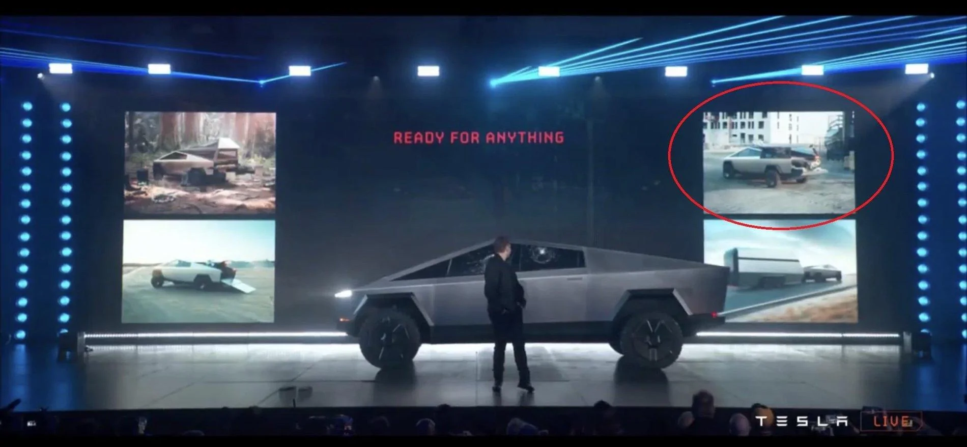 Tesla Cybertruck Factory Ladder Bed Rack For Cybertruck Spotted in Reveal Night Image Cybertruck Ladder Rack Charging Tools 1