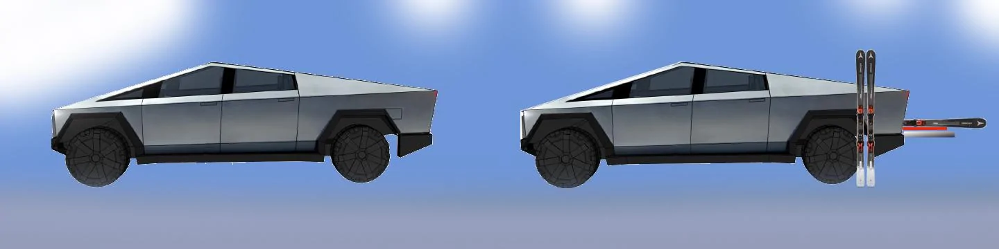 Tesla Cybertruck Introducing the Patented Cyber Hitch, full motion 5th Wheel Hitch for the Cybertruck Acc Ski Rack
