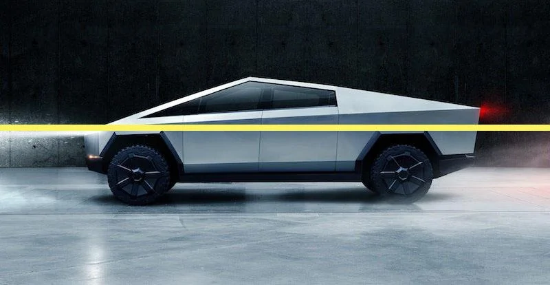 Tesla Cybertruck Production Cybertruck Size Reduced By 3% With a More Level Center Line and Lower Window Sills [Update: Interior Reduced 1.5%] Tesla Cybertruck center lin