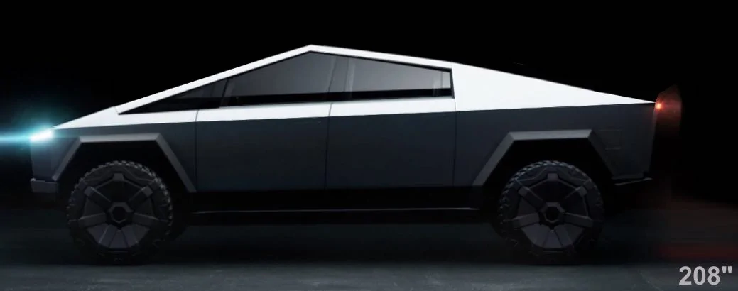 Tesla Cybertruck Production Cybertruck Size Reduced By 3% With a More Level Center Line and Lower Window Sills [Update: Interior Reduced 1.5%] cybertruck-length-208