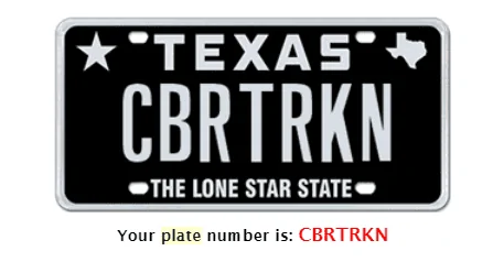 Tesla Cybertruck Custom license plate / vanity plate name for your Cybertruck? CyberPlateTX