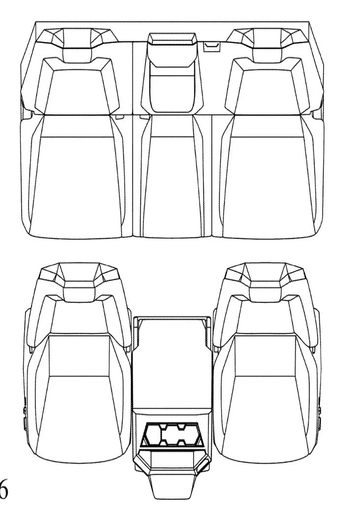 Tesla Cybertruck Folding rear seats (& center seat) confirmed in new Cybertruck patent! Points to possible pass through? 1640243879809