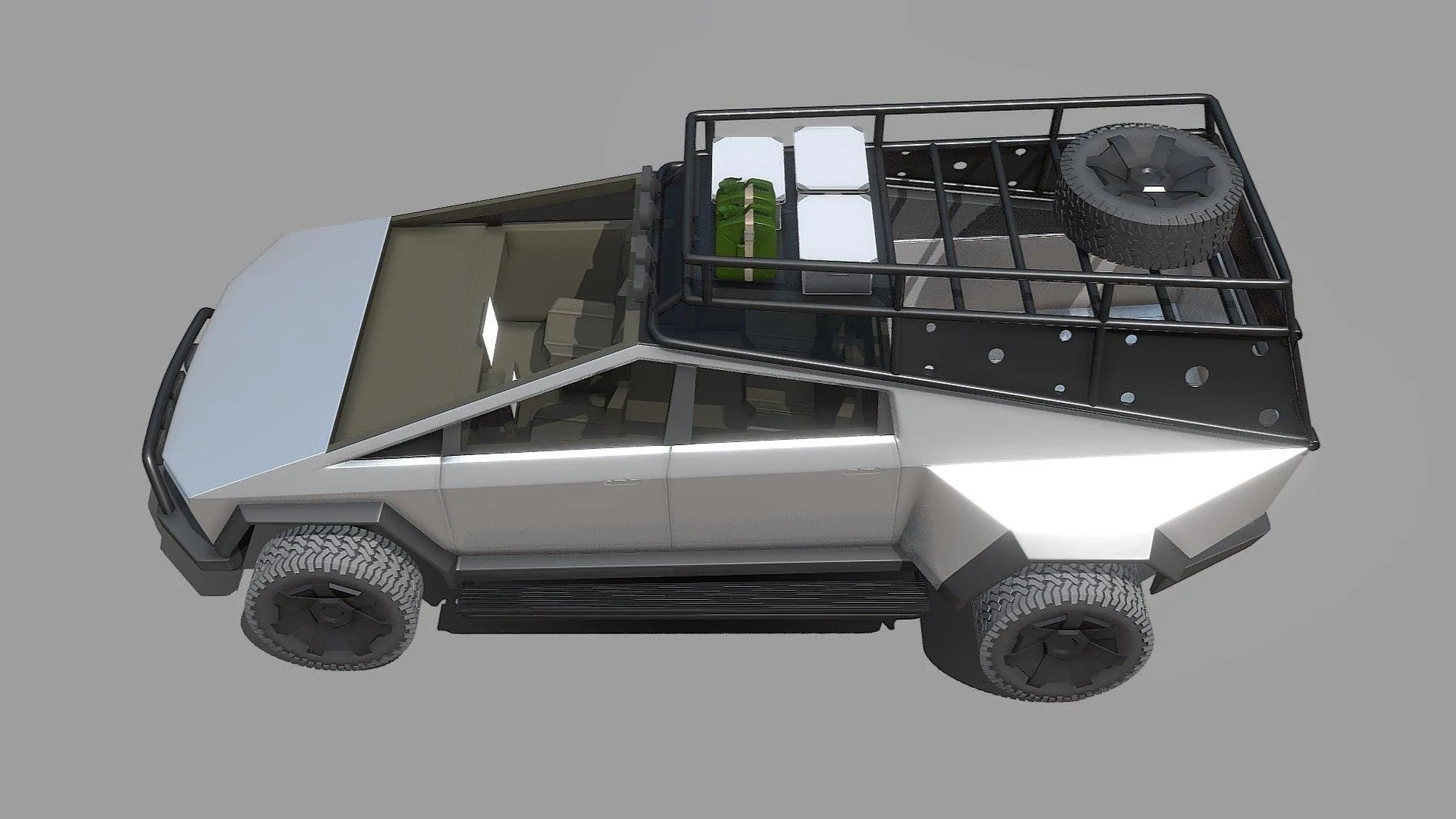 Tesla Cybertruck Tonneau cover of transparent aluminum Roof_Bed_Cargo_Rack_Tesla_Cybertruck_OffRoad_006
