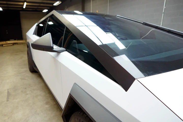 Tesla Cybertruck WHITE Vinyl Wrap & PPF Cybertruck -- Photos & Videos teslabros_524126906_18278068915273535_5462691171248075761_n