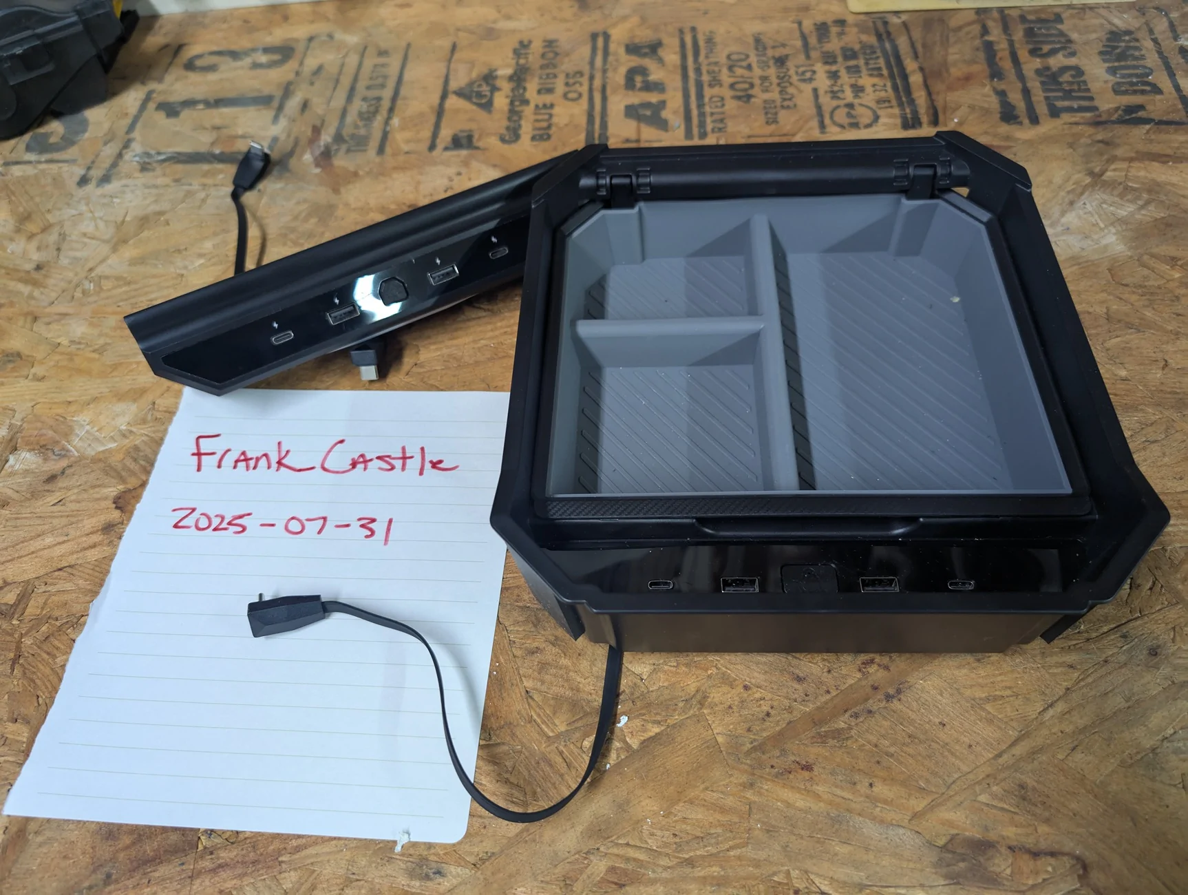 Tesla Cybertruck $65 selling storage organizer and USB expansion port docks PXL_20250731_204923533