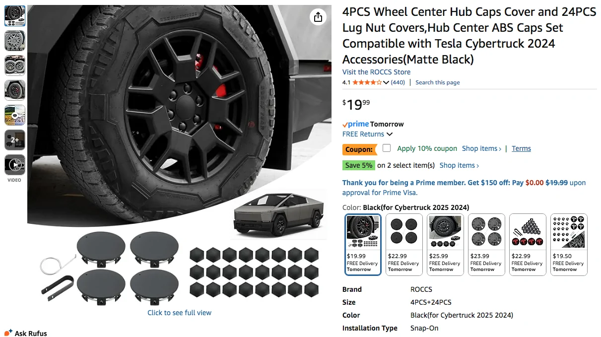 Tesla Cybertruck Wheel center caps for Core wheels? Screen Shot 2025-08-05 at 12.12.03 PM