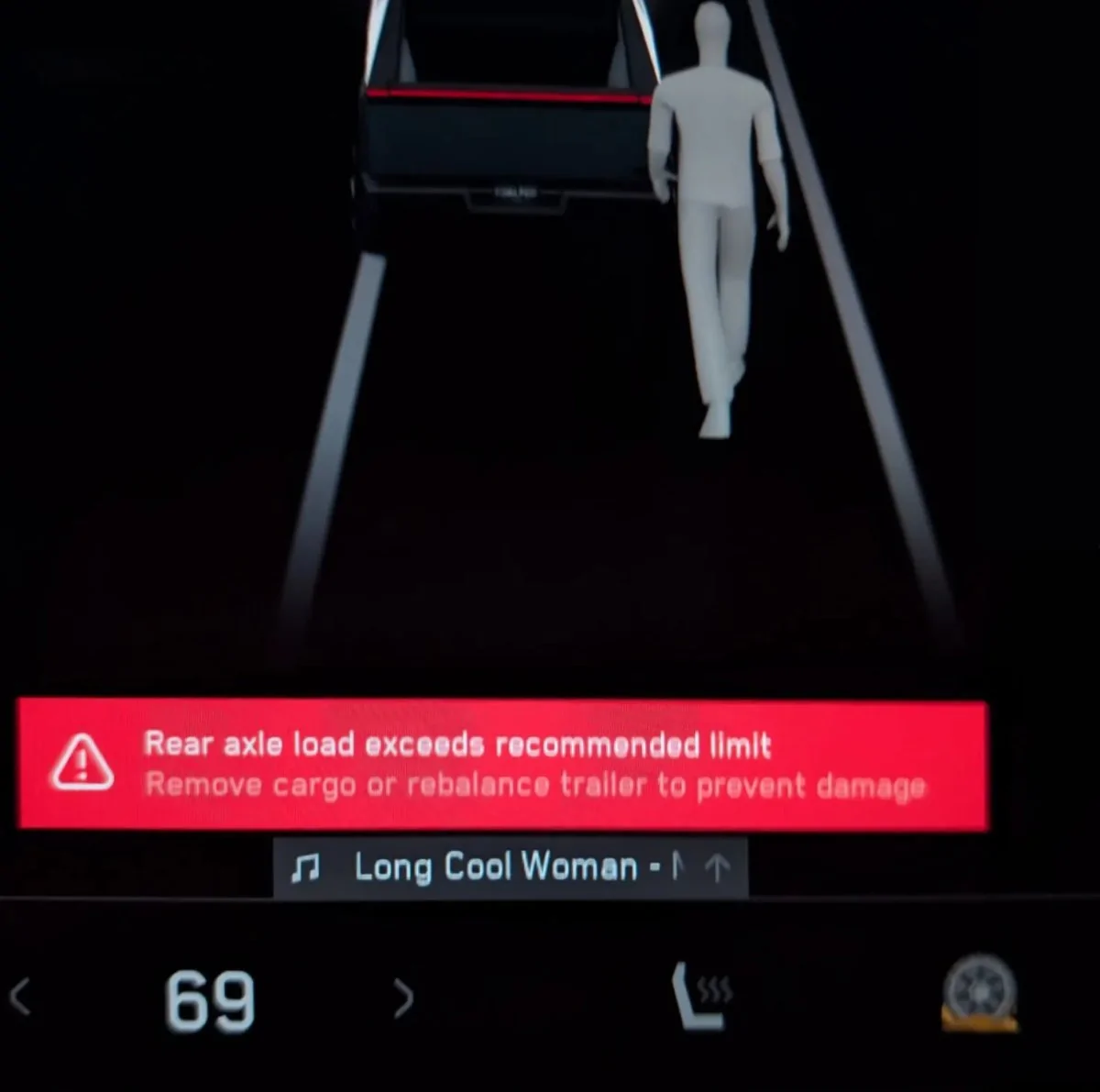 Tesla Cybertruck Cybertruck can now warn when Vehicle Load Rating is exceeded (helpful towing feature) cybertruck-over-vehicle-weight-limit