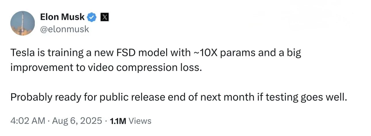 Tesla Cybertruck FSD with approximately 10X more parameters may be released by September GxqIS-DWsAAKZU3