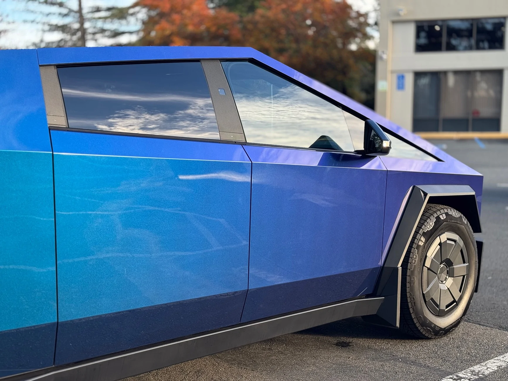 Tesla Cybertruck Cybertruck wrapped in TWRAPS Purple Phantom Blue IMG_2354