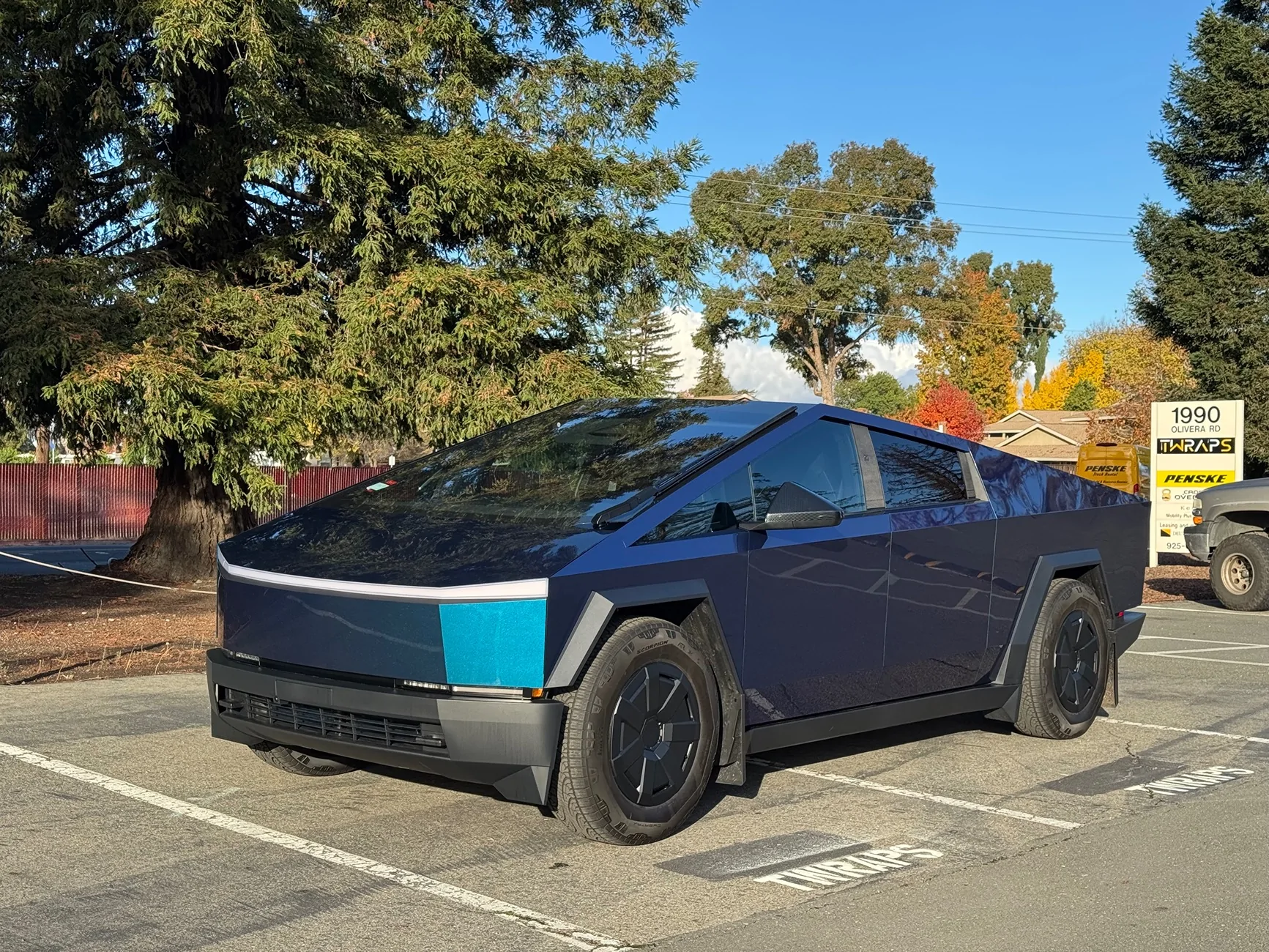 Tesla Cybertruck Cybertruck wrapped in TWRAPS Purple Phantom Blue IMG_2339