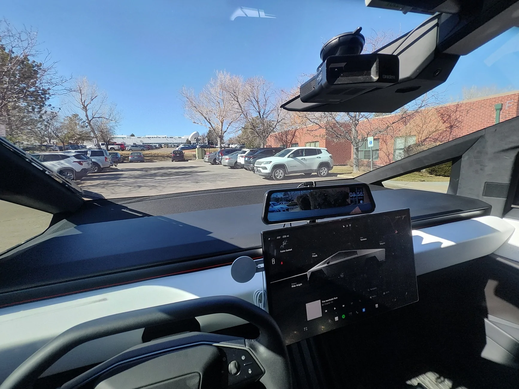 Tesla Cybertruck Installed Wolfbox G900 Pro Dashcam on Dash tray IMG_20250303_095636259_HDR