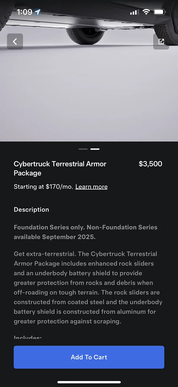 Tesla Cybertruck OEM Tesla Rock Sliders + Body Armor Skidplate (Cybertruck Terrestrial Armor Package) Released IMG_4103