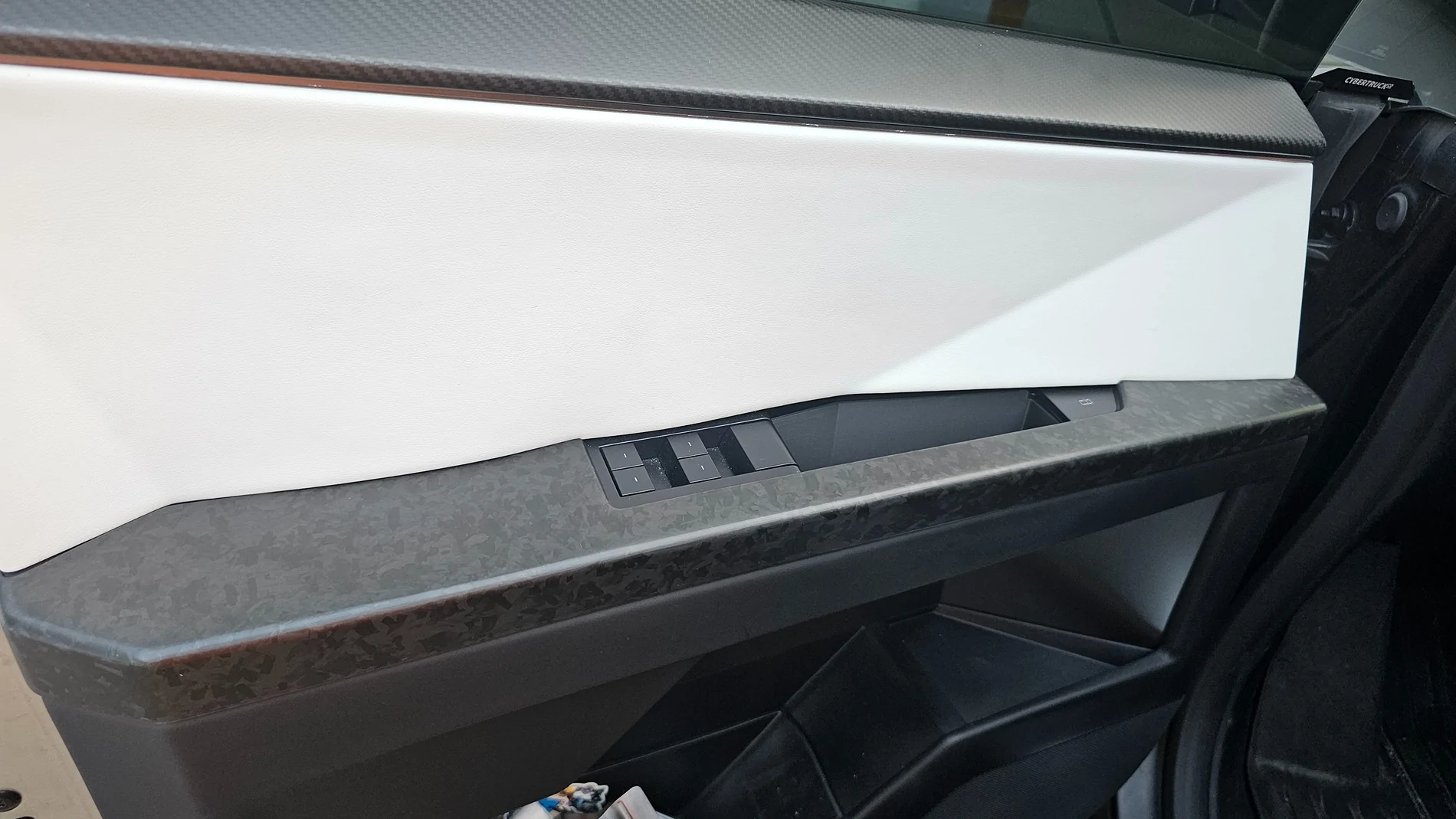 Tesla Cybertruck Forged Carbon Fiber Armrests - Installation Article and Video 20250802_195130