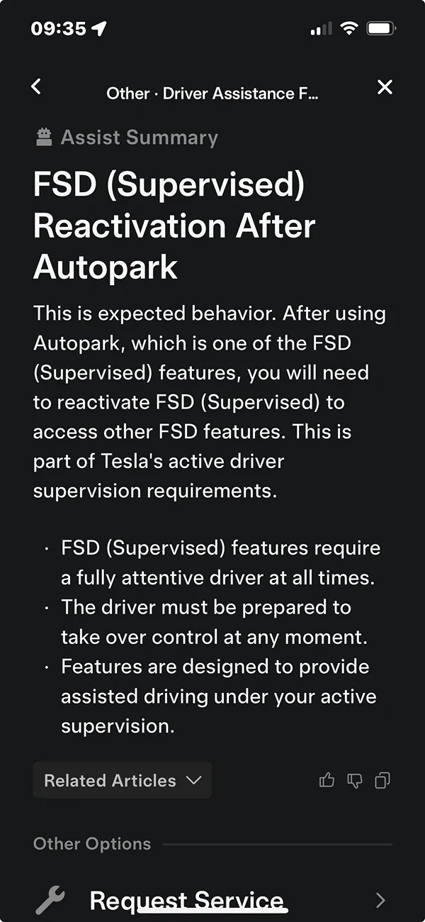 Tesla Cybertruck FSD deactivating after parking 51238