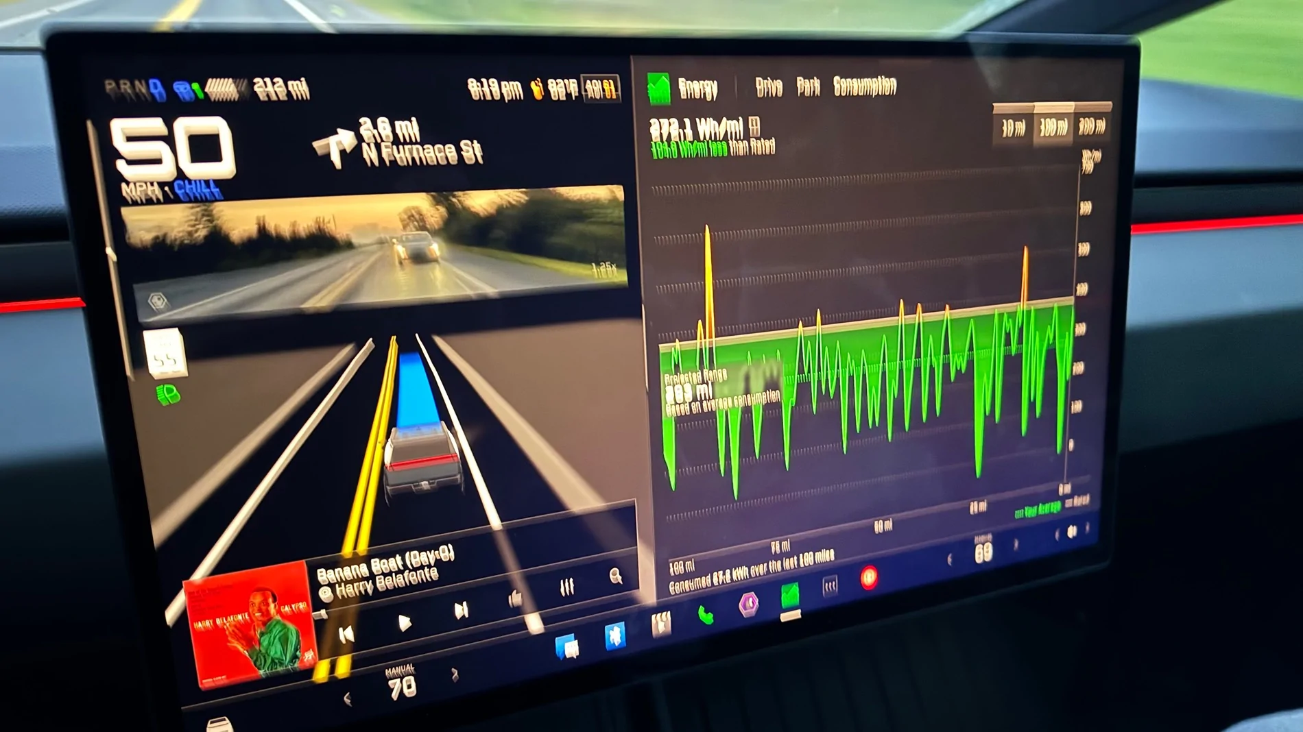 Tesla Cybertruck 467 Miles Estimate Range (over 130 mile trip) IMG_9159