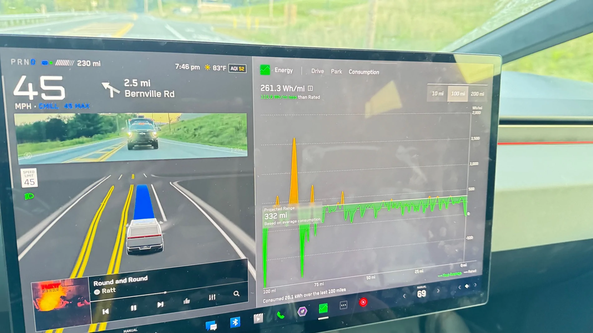 Tesla Cybertruck 467 Miles Estimate Range (over 130 mile trip) IMG_9157