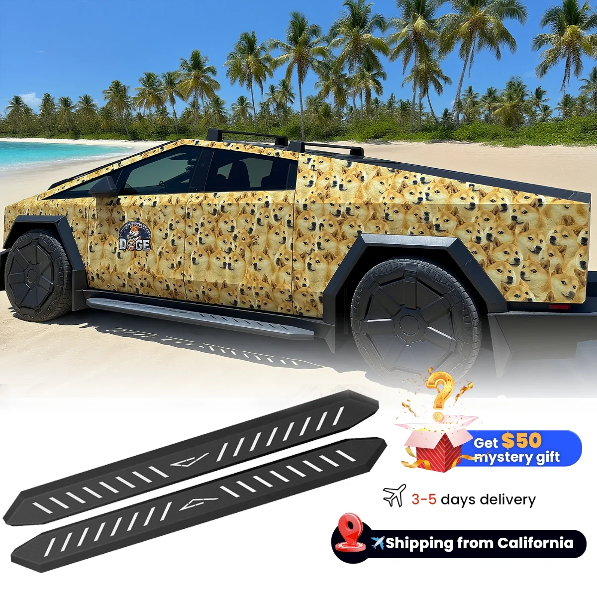 Tesla Cybertruck 🔧 Upgrade Your Cybertruck with Style & Function! Cybertruck Running Boards/Side Steps by Tesstudio  – 2