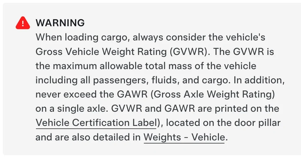 Tesla Cybertruck Cybertruck can now warn when Vehicle Load Rating is exceeded (helpful towing feature) SmartSelect_20250815_221233_Firefox