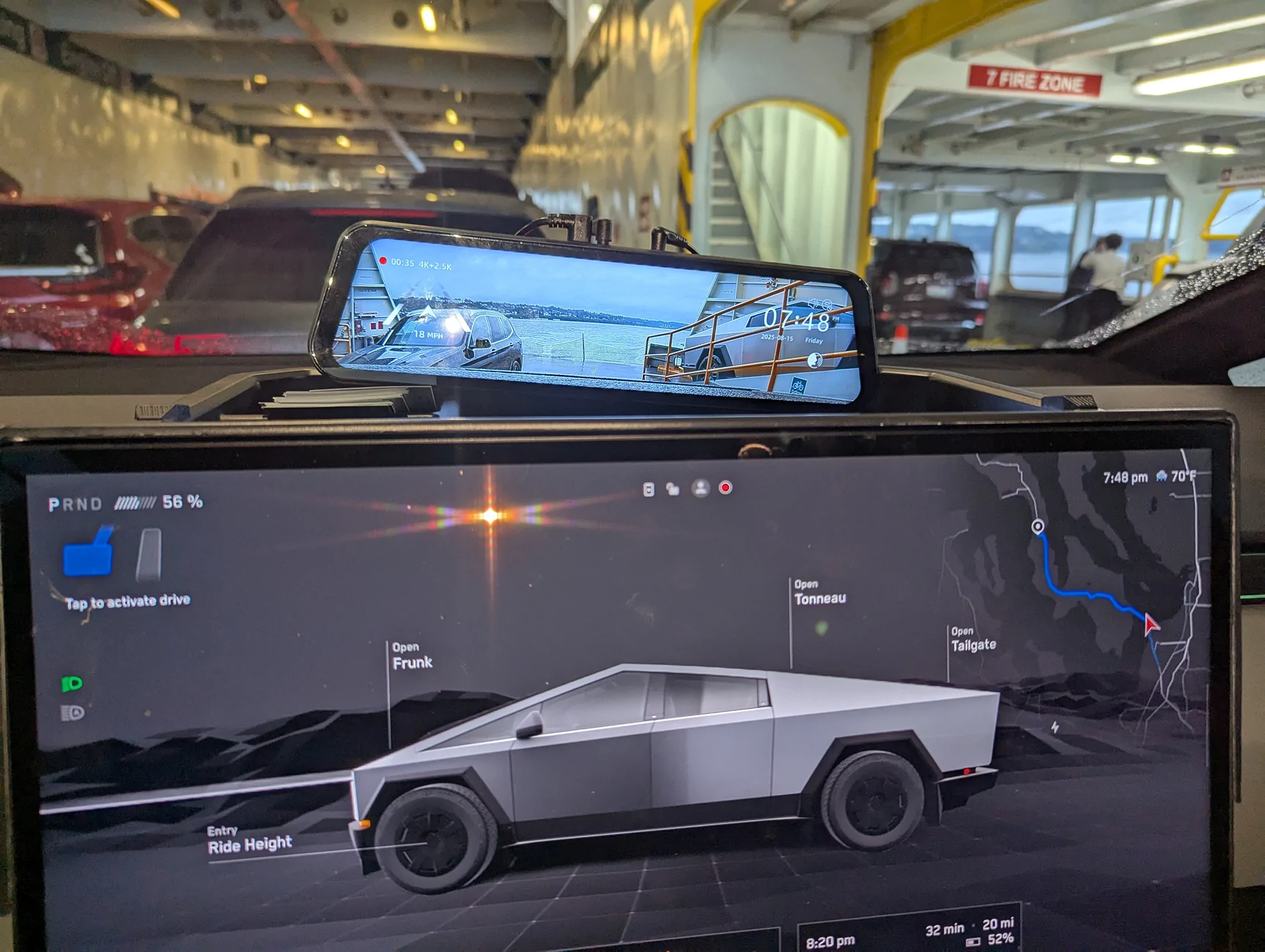 Tesla Cybertruck Installed Wolfbox G900 Pro Dashcam on Dash tray PXL_20250816_024847170