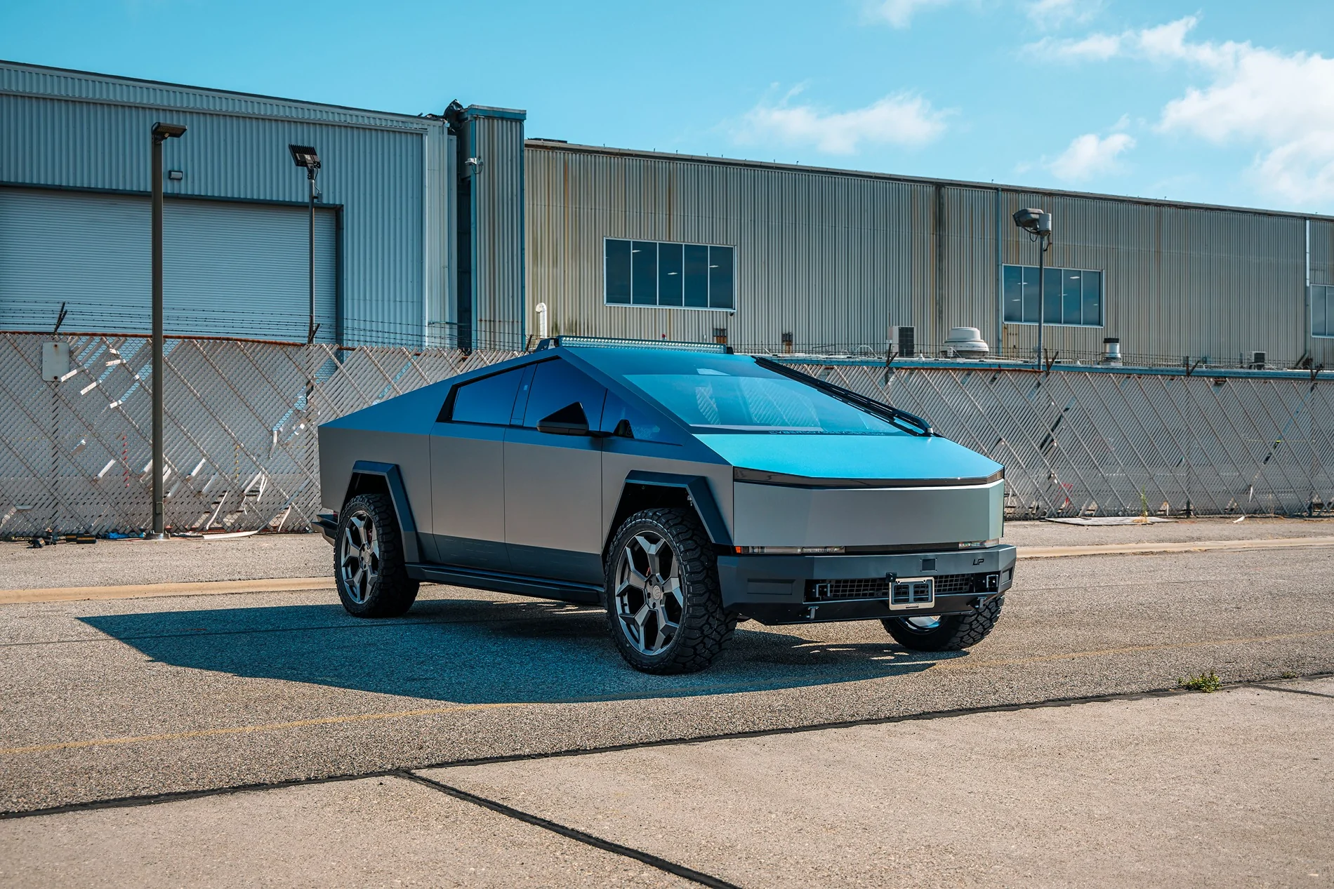 Tesla Cybertruck *** NEW PRODUCT *** Unplugged Performance - CYBRSPOKE Wheels Tesla Cybertruck UP Forged CYBRSPOKE 24-Inch Satin Black Wheels and UP INVINCIBLE Steel Bum