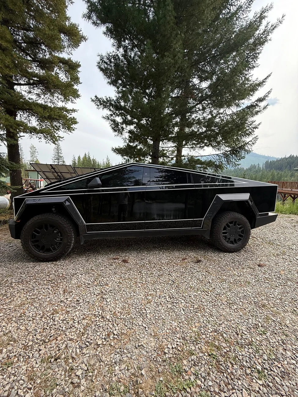 Tesla Cybertruck TRON stripes over gloss black wrap and PPF TronDaytime1