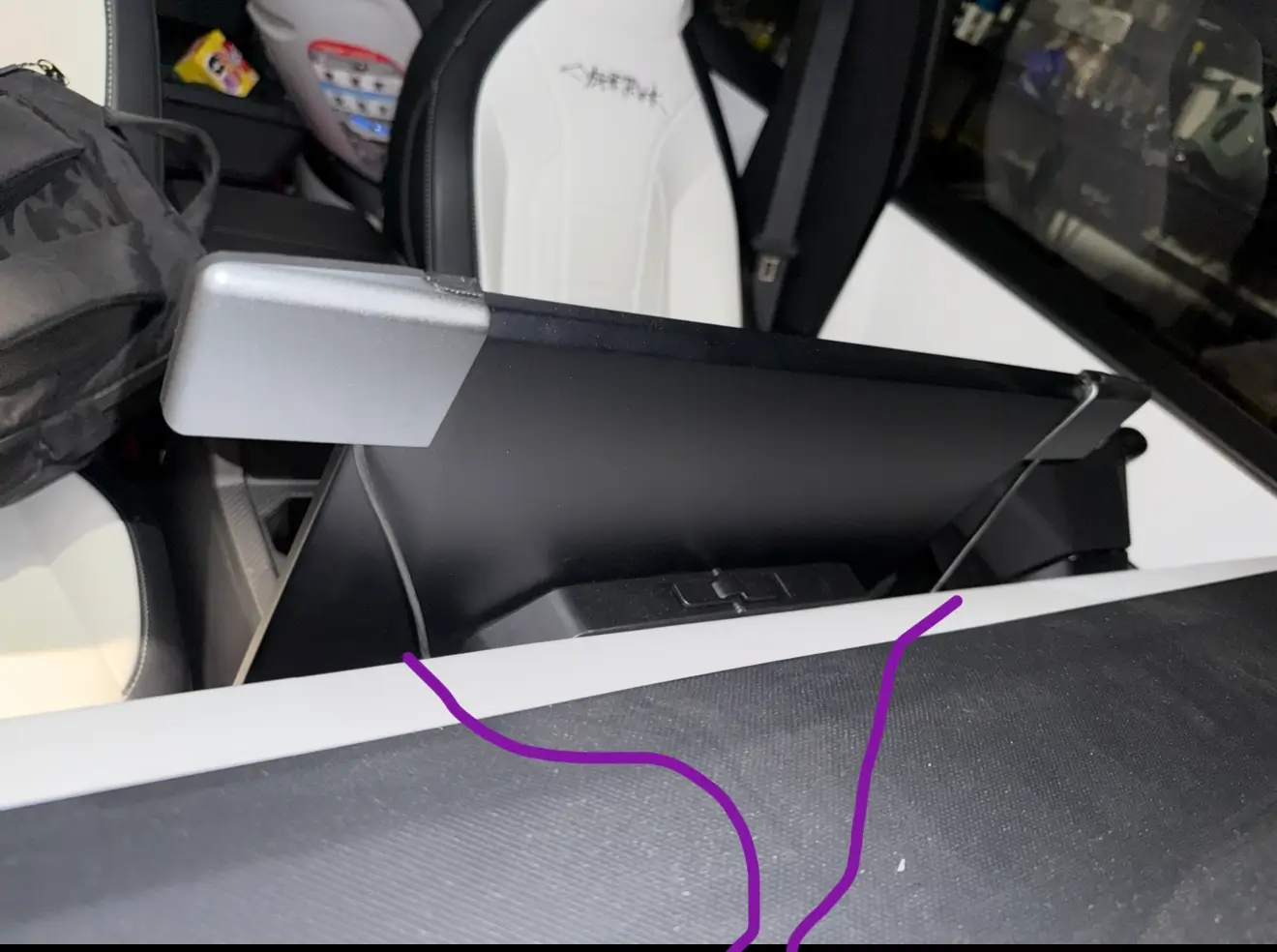 Tesla Cybertruck Hidden way to access the center console IMG_8565