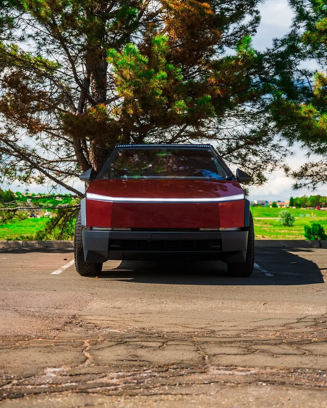 Tesla Cybertruck Pure PPF Metallic Redhood Cybertruck by Mile High Customs SaveClip.App_541525088_18396229984188927_6716625990358687196_n