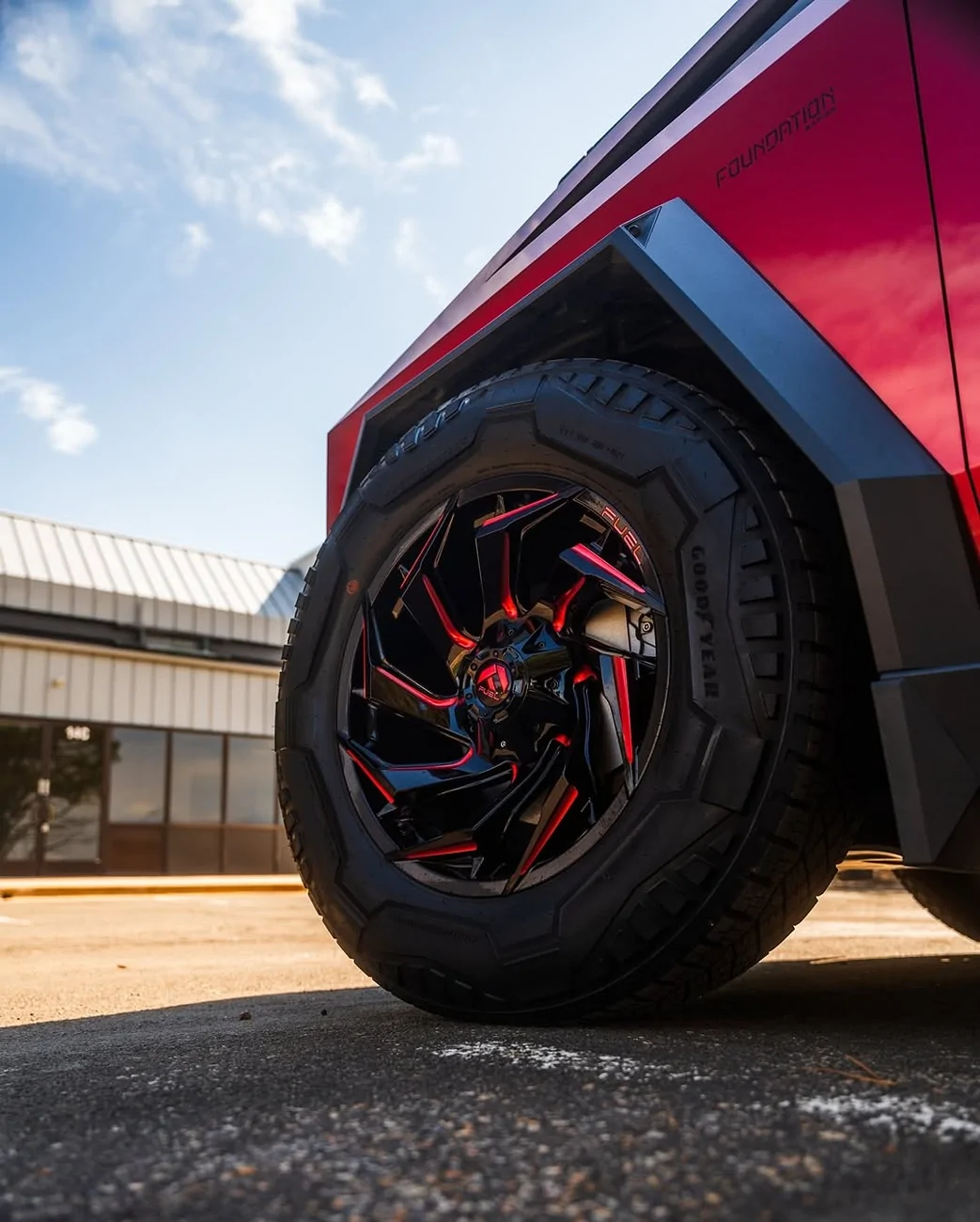 Tesla Cybertruck Pure PPF Metallic Redhood Cybertruck by Mile High Customs SaveClip.App_542547182_18396230020188927_1307728309693115817_n