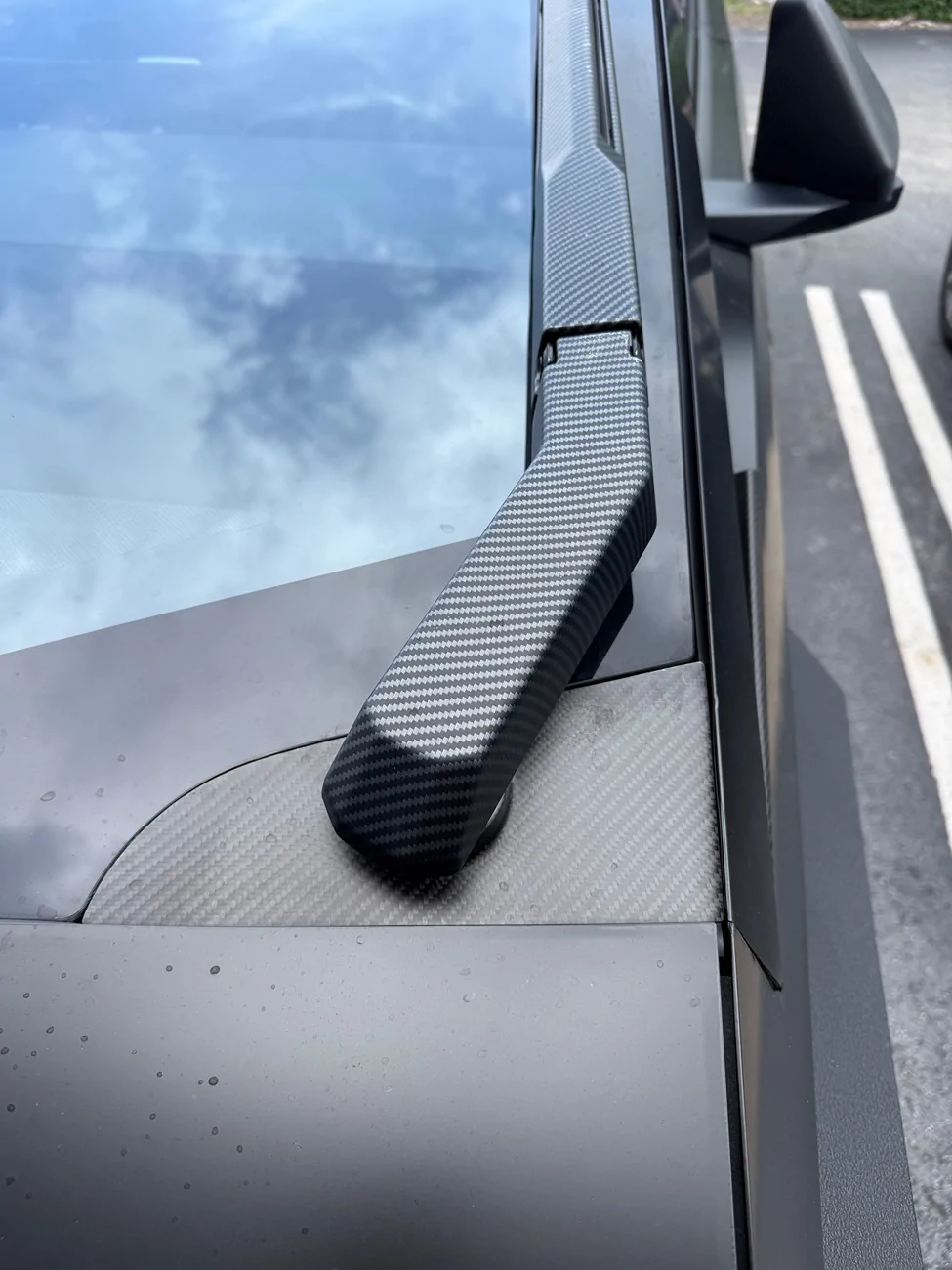 Tesla Cybertruck How do I install this? Windshield Wiper Motor Cover Overlay IMG_1412