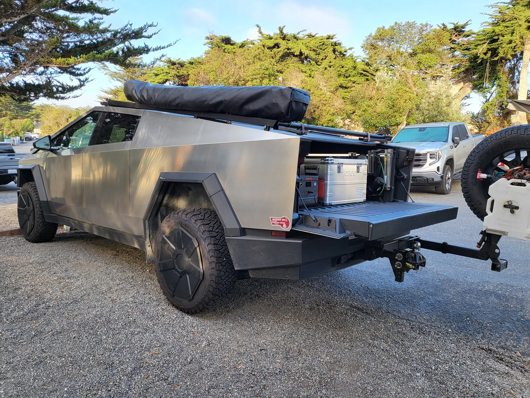 Tesla Cybertruck My Swing Away Spare Tire Carrier Rack in Bumper Hitch - Off-Center, Easy Lift Feature, $99 Custom DIY 20250804_071621