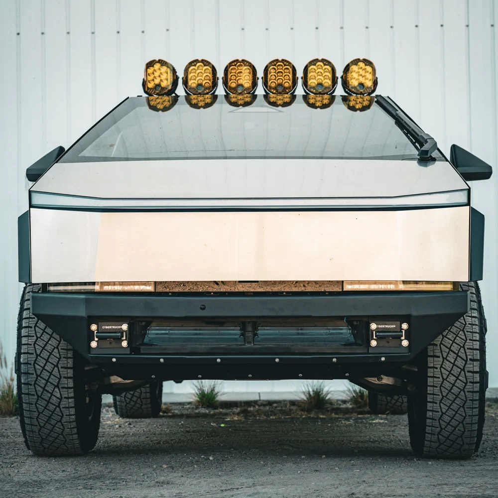 Tesla Cybertruck Looking for a mounted winch solution - ideas welcome and wanted! tesla cybertruck rubicon Xpedition Offroad heavy duty front bumper-7