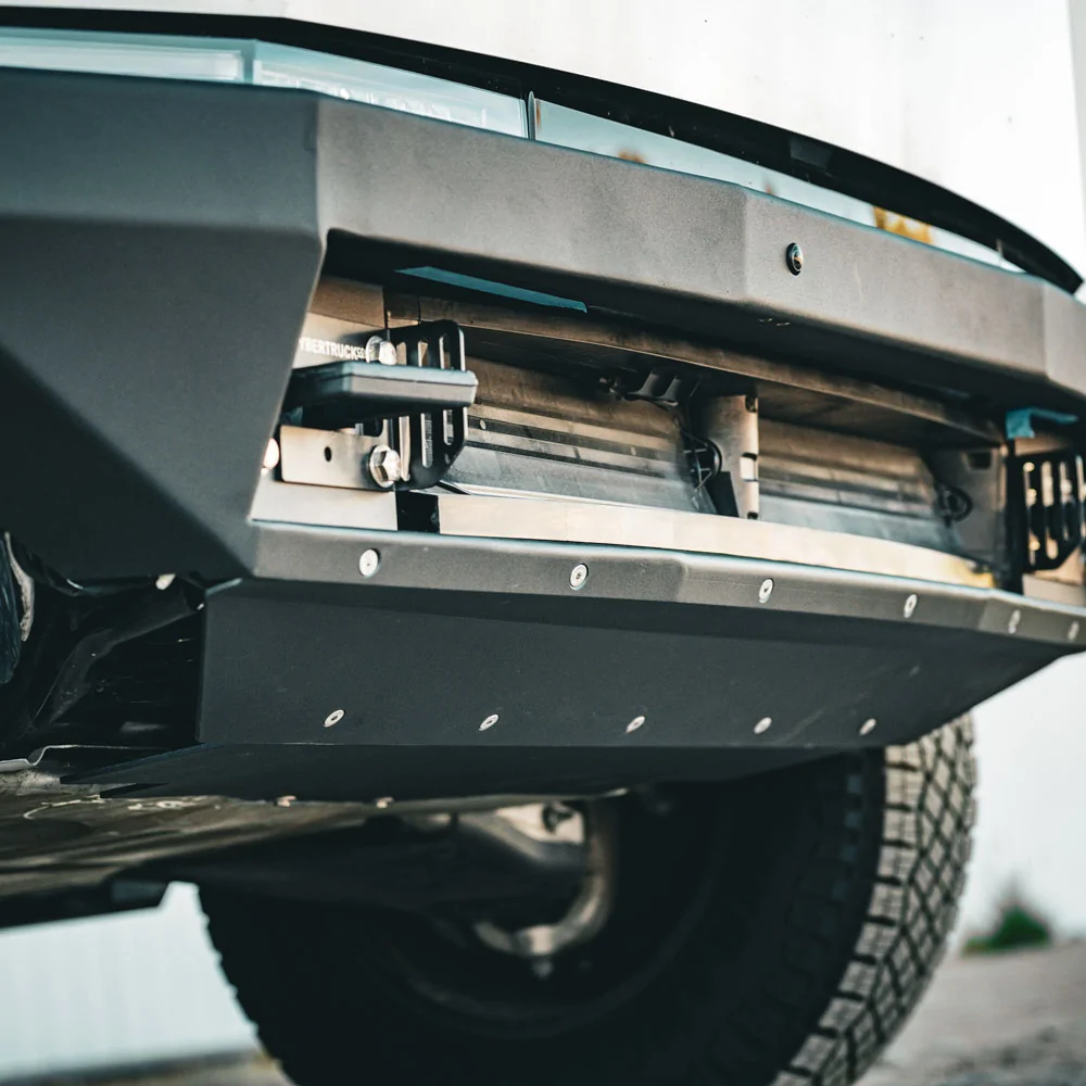 Tesla Cybertruck Looking for a mounted winch solution - ideas welcome and wanted! tesla cybertruck rubicon Xpedition Offroad heavy duty front bumper-14