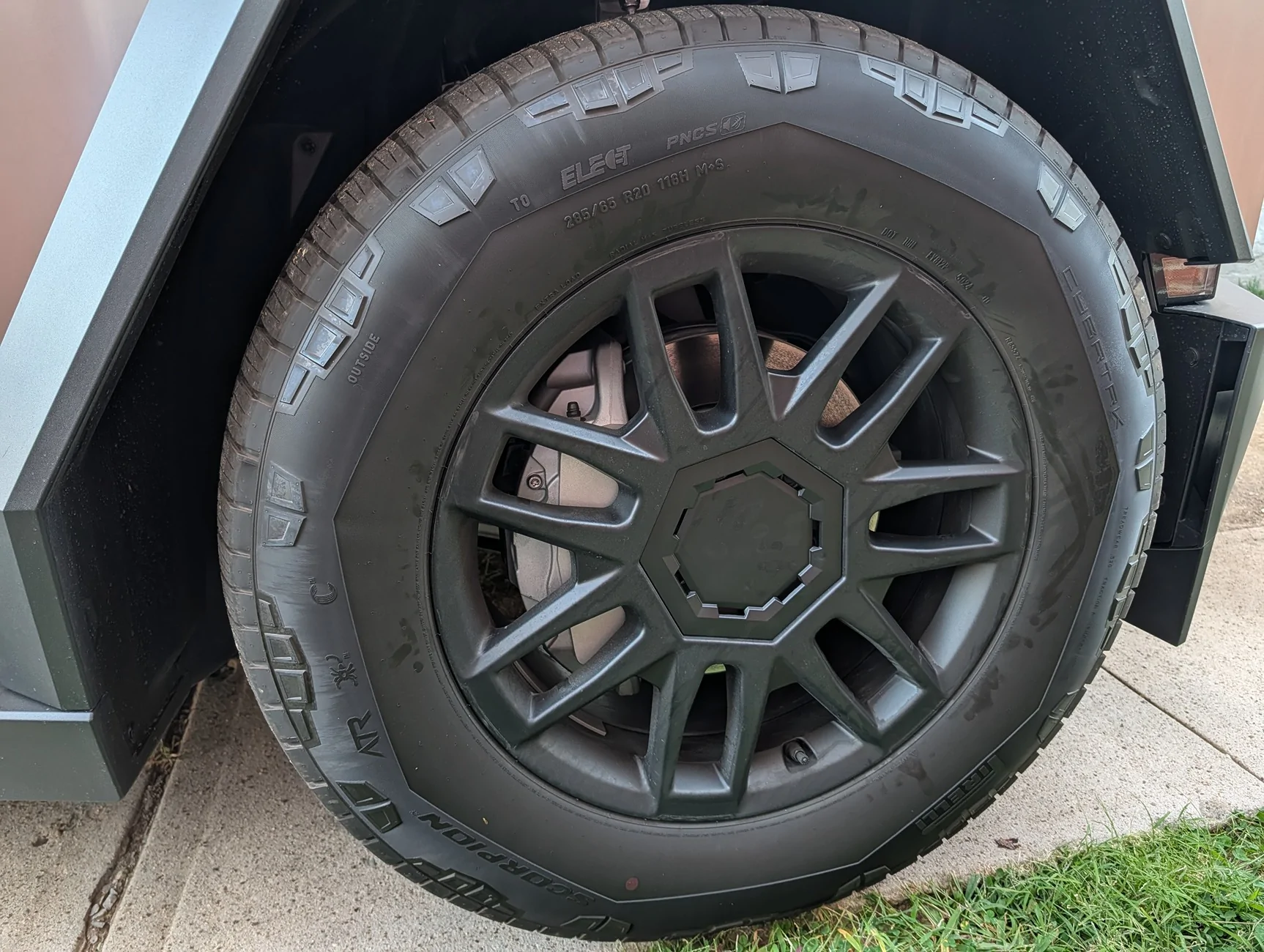 Tesla Cybertruck Any Recommendations of Center Hubcaps for Core Wheels with AS Tires? PXL_20250918_221958416