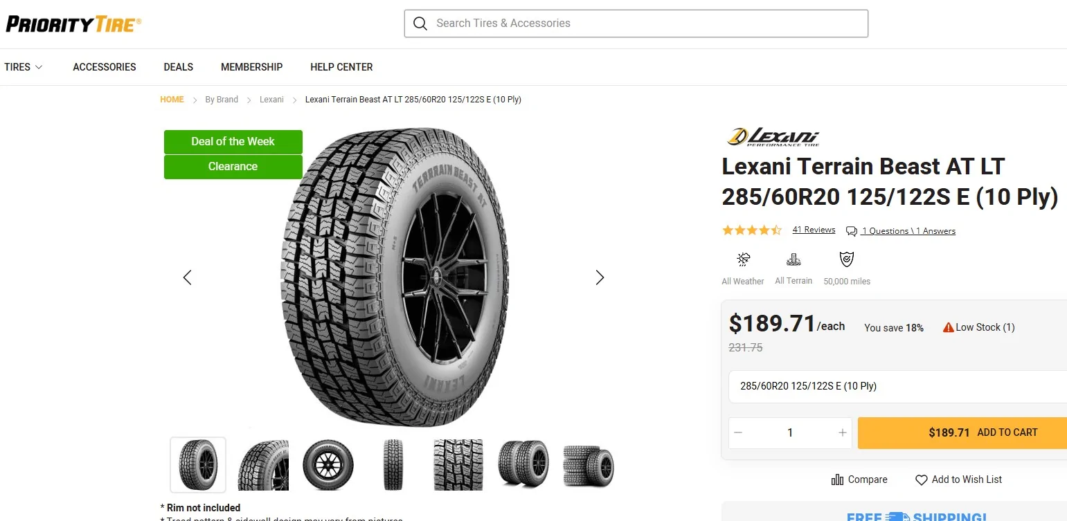 Tesla Cybertruck Question about CT tire types Lexani Terrain tires